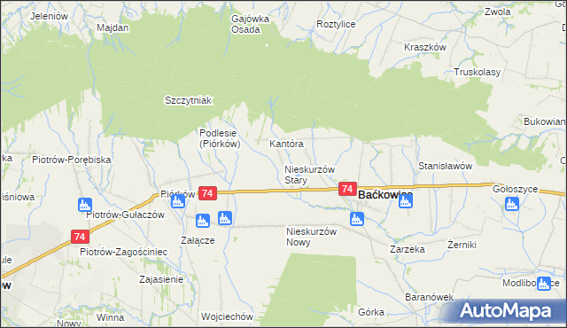 mapa Nieskurzów Stary, Nieskurzów Stary na mapie Targeo