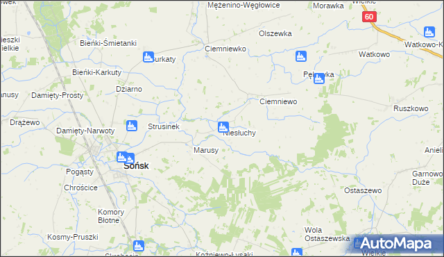 mapa Niesłuchy, Niesłuchy na mapie Targeo