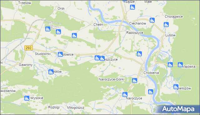 mapa Nieszczyce, Nieszczyce na mapie Targeo