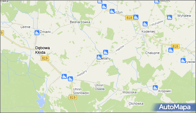 mapa Nietiahy, Nietiahy na mapie Targeo