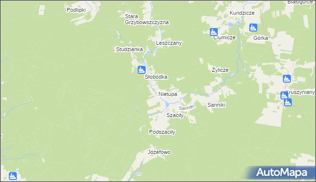 mapa Nietupa, Nietupa na mapie Targeo