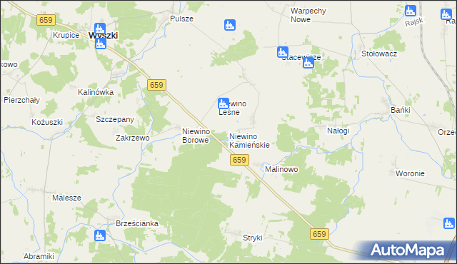 mapa Niewino Kamieńskie, Niewino Kamieńskie na mapie Targeo