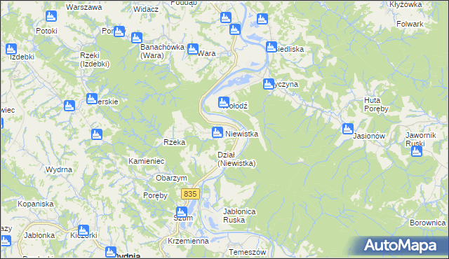 mapa Niewistka, Niewistka na mapie Targeo