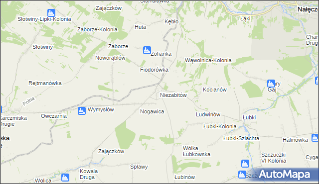 mapa Niezabitów, Niezabitów na mapie Targeo