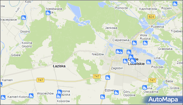 mapa Niezdów gmina Opole Lubelskie, Niezdów gmina Opole Lubelskie na mapie Targeo