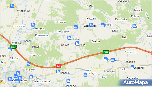 mapa Niwiska gmina Galewice, Niwiska gmina Galewice na mapie Targeo