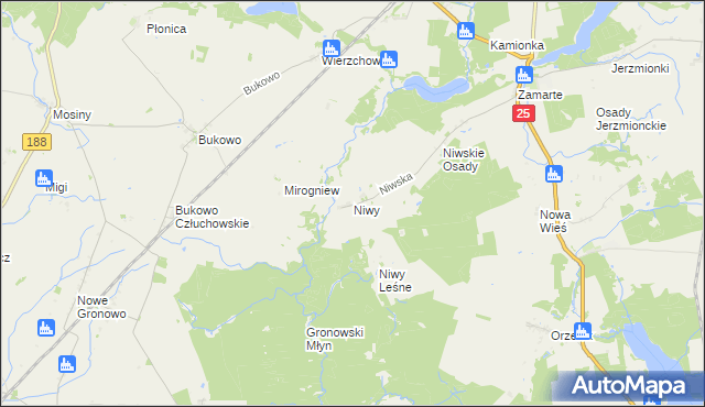 mapa Niwy gmina Kamień Krajeński, Niwy gmina Kamień Krajeński na mapie Targeo