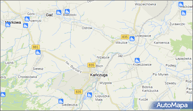 mapa Niżatyce, Niżatyce na mapie Targeo