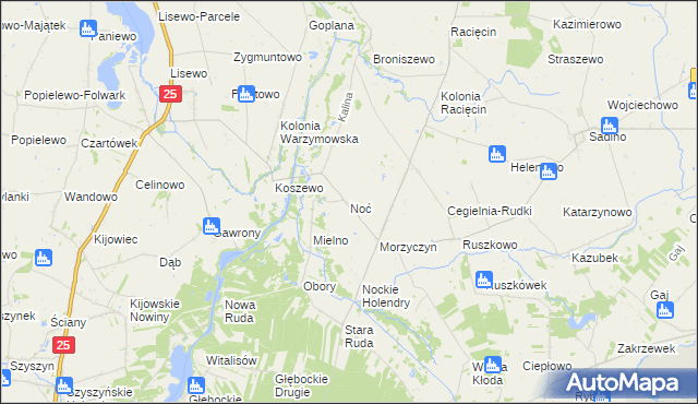 mapa Noć, Noć na mapie Targeo