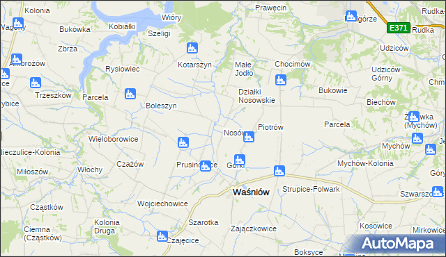 mapa Nosów gmina Waśniów, Nosów gmina Waśniów na mapie Targeo