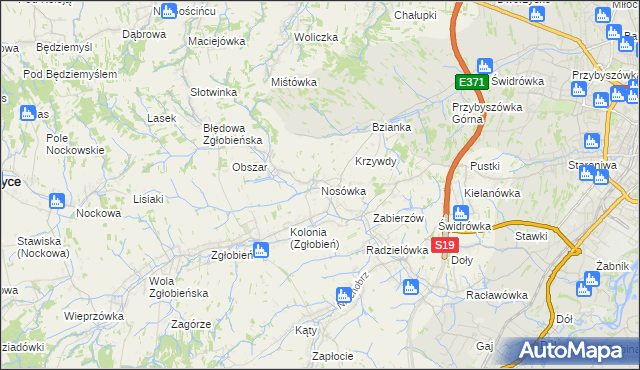 mapa Nosówka, Nosówka na mapie Targeo