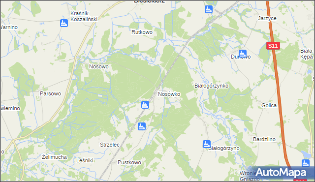 mapa Nosówko, Nosówko na mapie Targeo