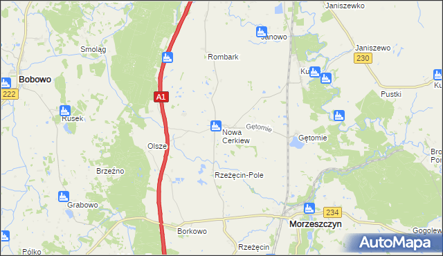 mapa Nowa Cerkiew gmina Morzeszczyn, Nowa Cerkiew gmina Morzeszczyn na mapie Targeo