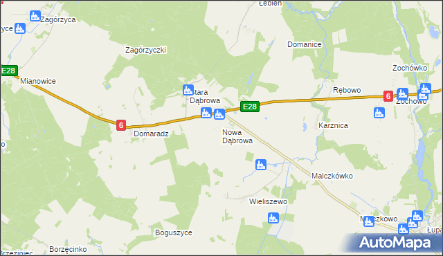 mapa Nowa Dąbrowa gmina Potęgowo, Nowa Dąbrowa gmina Potęgowo na mapie Targeo