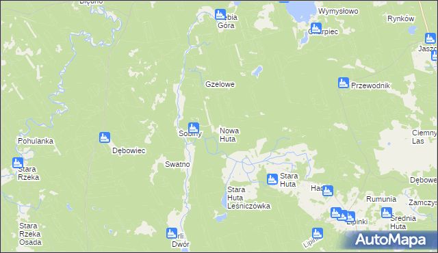 mapa Nowa Huta gmina Warlubie, Nowa Huta gmina Warlubie na mapie Targeo