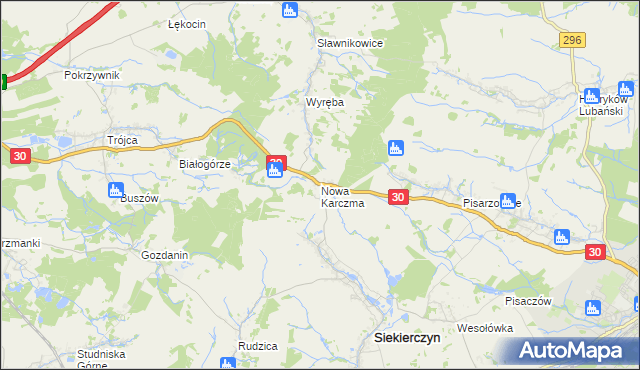 mapa Nowa Karczma gmina Siekierczyn, Nowa Karczma gmina Siekierczyn na mapie Targeo