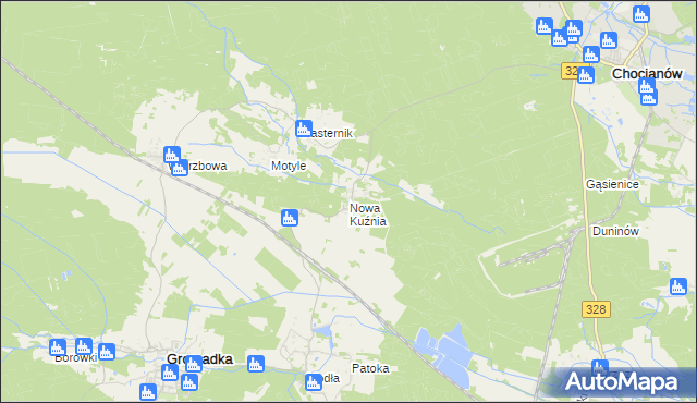 mapa Nowa Kuźnia gmina Gromadka, Nowa Kuźnia gmina Gromadka na mapie Targeo