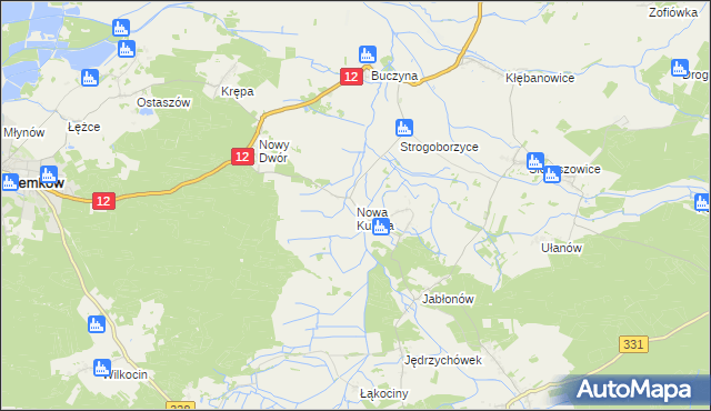 mapa Nowa Kuźnia gmina Radwanice, Nowa Kuźnia gmina Radwanice na mapie Targeo