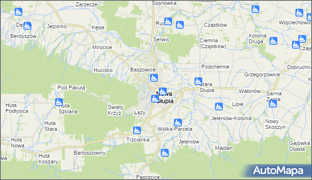 mapa Nowa Słupia, Nowa Słupia na mapie Targeo