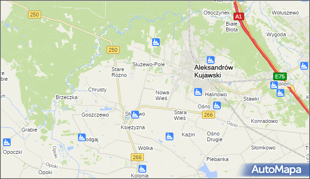 mapa Nowa Wieś gmina Aleksandrów Kujawski, Nowa Wieś gmina Aleksandrów Kujawski na mapie Targeo