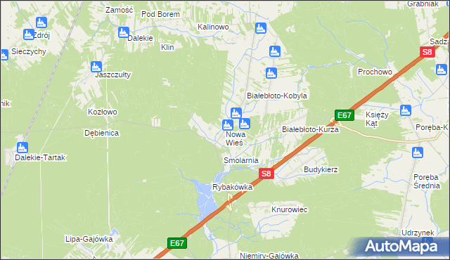 mapa Nowa Wieś gmina Brańszczyk, Nowa Wieś gmina Brańszczyk na mapie Targeo