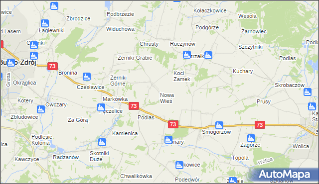 mapa Nowa Wieś gmina Busko-Zdrój, Nowa Wieś gmina Busko-Zdrój na mapie Targeo