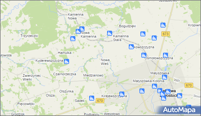 mapa Nowa Wieś gmina Dąbrowa Białostocka, Nowa Wieś gmina Dąbrowa Białostocka na mapie Targeo