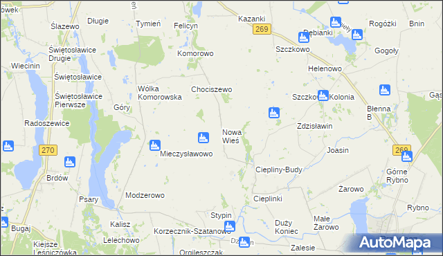 mapa Nowa Wieś gmina Izbica Kujawska, Nowa Wieś gmina Izbica Kujawska na mapie Targeo