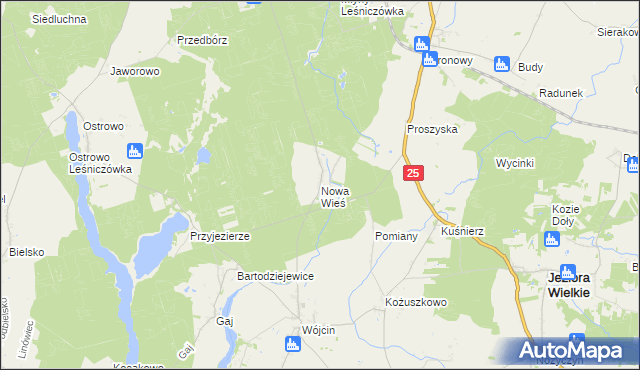 mapa Nowa Wieś gmina Jeziora Wielkie, Nowa Wieś gmina Jeziora Wielkie na mapie Targeo