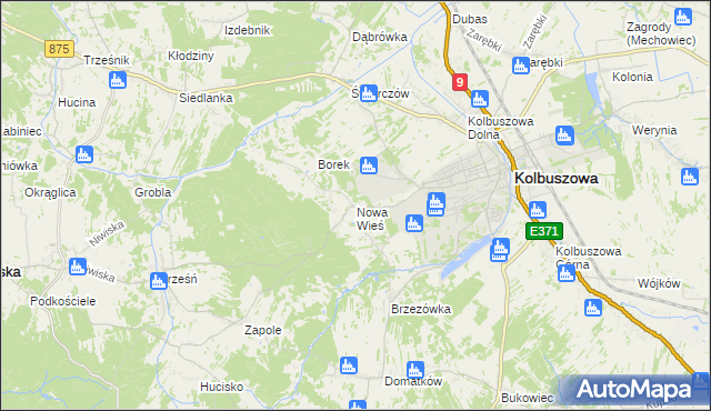 mapa Nowa Wieś gmina Kolbuszowa, Nowa Wieś gmina Kolbuszowa na mapie Targeo