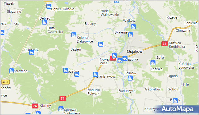 mapa Nowa Wieś gmina Osjaków, Nowa Wieś gmina Osjaków na mapie Targeo