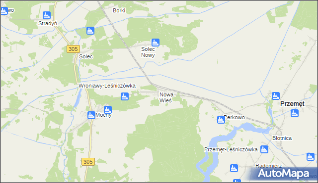 mapa Nowa Wieś gmina Przemęt, Nowa Wieś gmina Przemęt na mapie Targeo