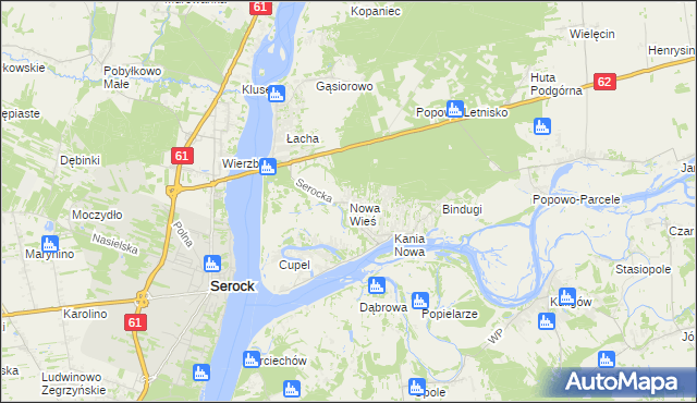 mapa Nowa Wieś gmina Serock, Nowa Wieś gmina Serock na mapie Targeo