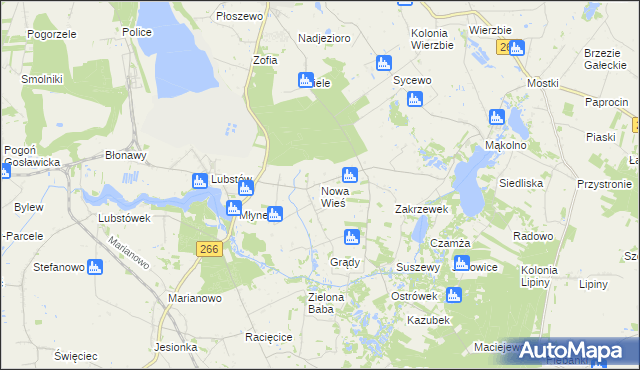 mapa Nowa Wieś gmina Sompolno, Nowa Wieś gmina Sompolno na mapie Targeo