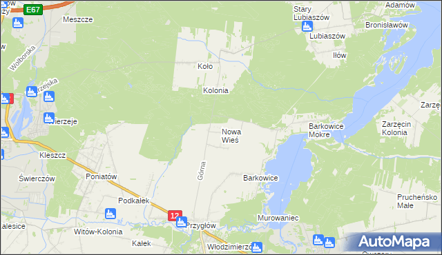 mapa Nowa Wieś gmina Sulejów, Nowa Wieś gmina Sulejów na mapie Targeo