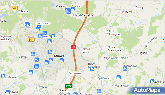 mapa Nowa Wieś gmina Szydłowo, Nowa Wieś gmina Szydłowo na mapie Targeo