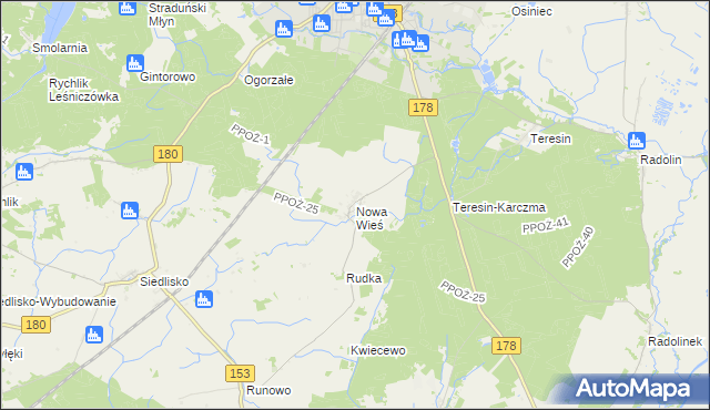 mapa Nowa Wieś gmina Trzcianka, Nowa Wieś gmina Trzcianka na mapie Targeo