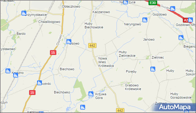 mapa Nowa Wieś Królewska gmina Września, Nowa Wieś Królewska gmina Września na mapie Targeo