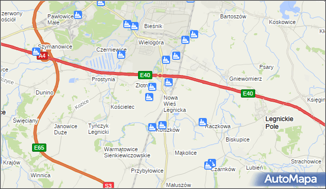 mapa Nowa Wieś Legnicka, Nowa Wieś Legnicka na mapie Targeo