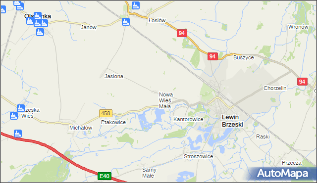 mapa Nowa Wieś Mała gmina Lewin Brzeski, Nowa Wieś Mała gmina Lewin Brzeski na mapie Targeo