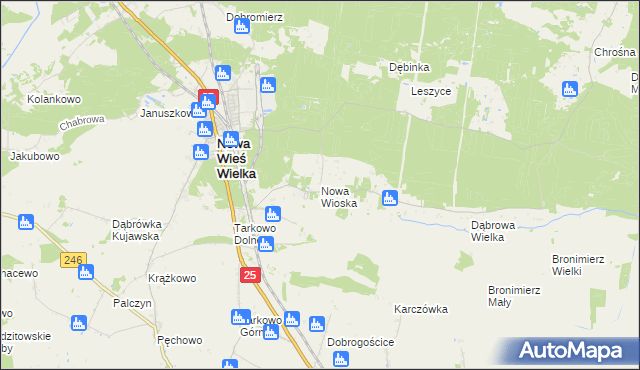 mapa Nowa Wioska gmina Nowa Wieś Wielka, Nowa Wioska gmina Nowa Wieś Wielka na mapie Targeo