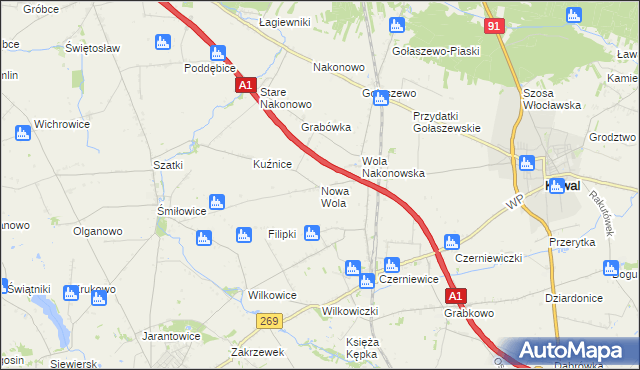 mapa Nowa Wola gmina Choceń, Nowa Wola gmina Choceń na mapie Targeo