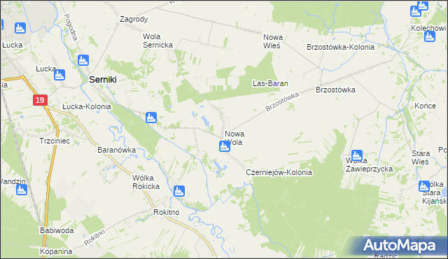 mapa Nowa Wola gmina Serniki, Nowa Wola gmina Serniki na mapie Targeo