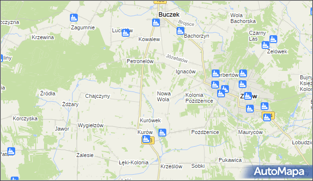 mapa Nowa Wola gmina Zelów, Nowa Wola gmina Zelów na mapie Targeo