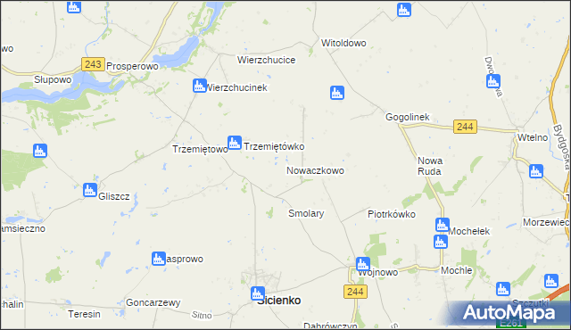 mapa Nowaczkowo, Nowaczkowo na mapie Targeo