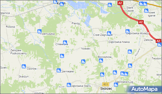 mapa Nowaki gmina Skórzec, Nowaki gmina Skórzec na mapie Targeo