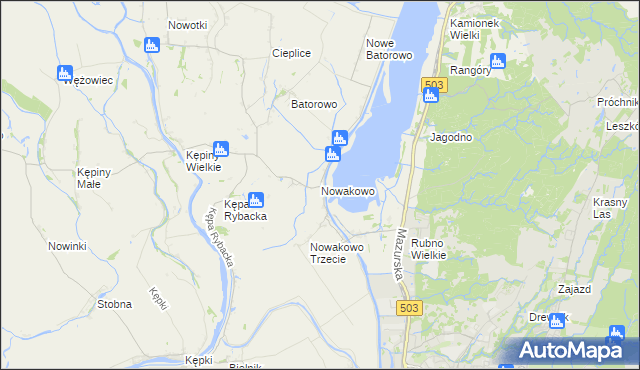 mapa Nowakowo gmina Elbląg, Nowakowo gmina Elbląg na mapie Targeo