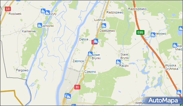 mapa Nowe Brynki, Nowe Brynki na mapie Targeo