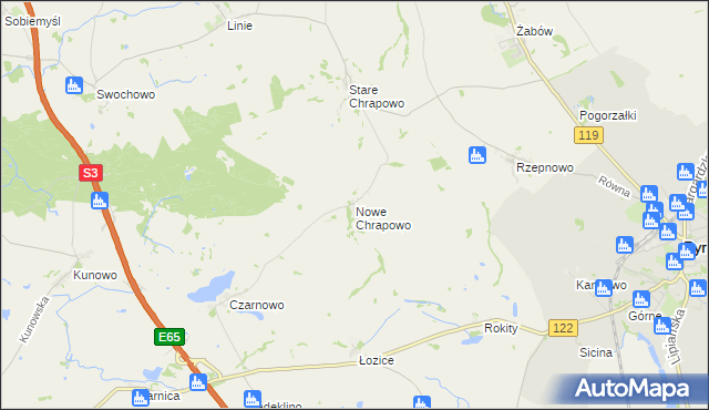 mapa Nowe Chrapowo, Nowe Chrapowo na mapie Targeo