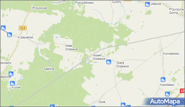 mapa Nowe Drzewce, Nowe Drzewce na mapie Targeo